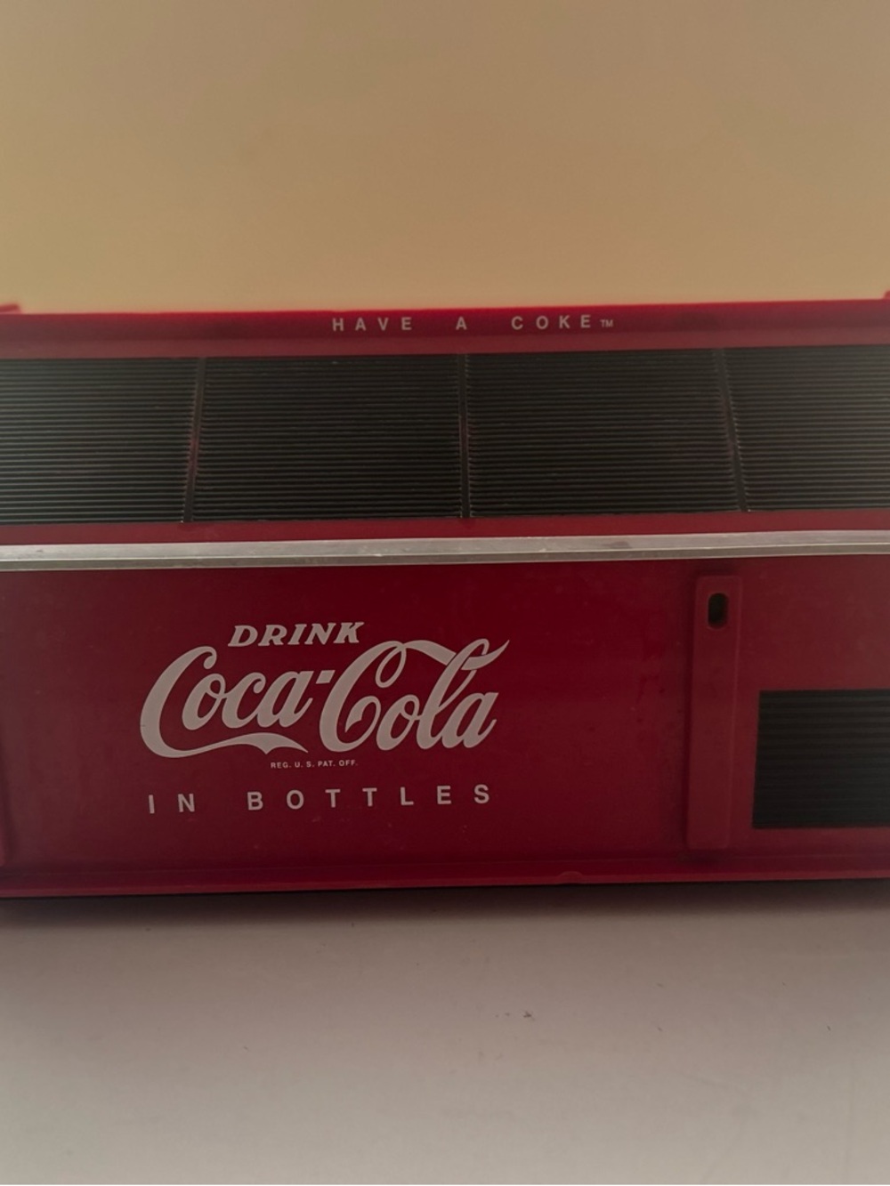 Vintage Coca-Cola Red and White Bottle Cooler Front Panel O2